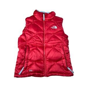 The North Face Vest Womens Red 550 Goose Down Fill Puffer Size XS